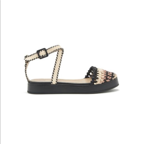❤️ NWB  Ulla Johnson Black Polonio Crochet  Platform Sandals - Picture 3 of 10